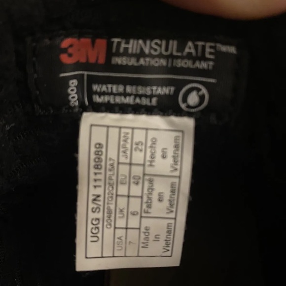 UGG MENS US 7 UK 6 OLIVERT BLACK WATERPROOF LEATHER WOOL HIKER SNOW BOOTS WINTER - Picture 8 of 9